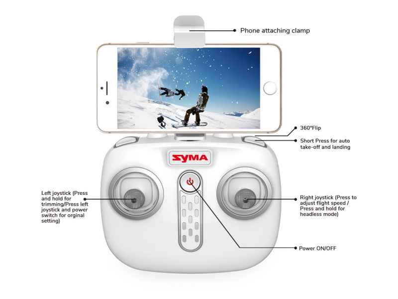 SYMA X15W fjernstyret drone med FPV realtime kamera, sort - Fjernstyrede droner -