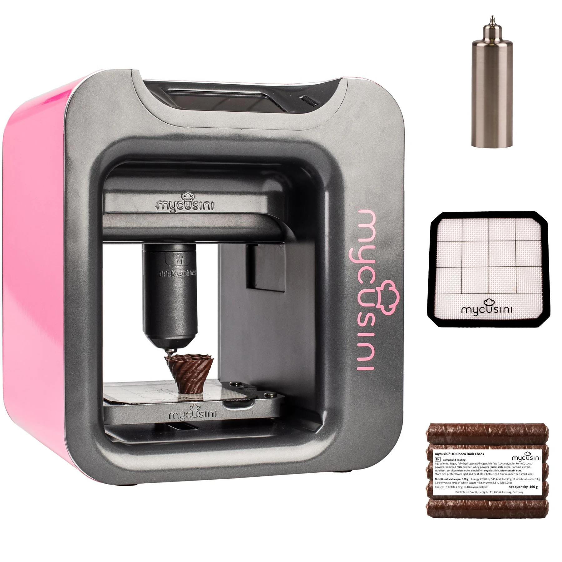 mycusini 2.0 chokolade 3D pink - Chokolade 3D printer og tilbehør - Gadgethuset.dk