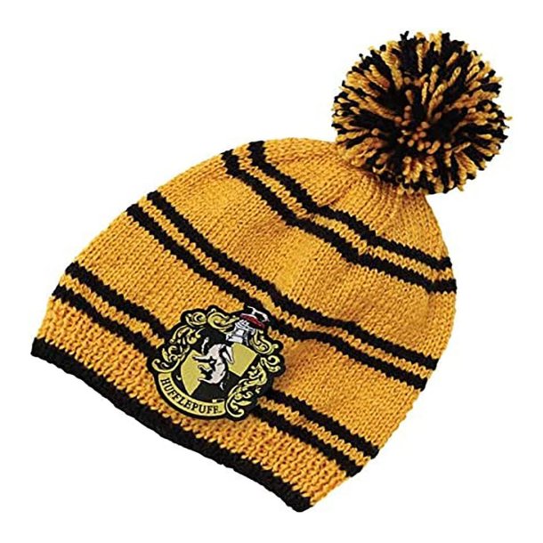 Harry Potter strik-selv hue med kvast, Hufflepuff