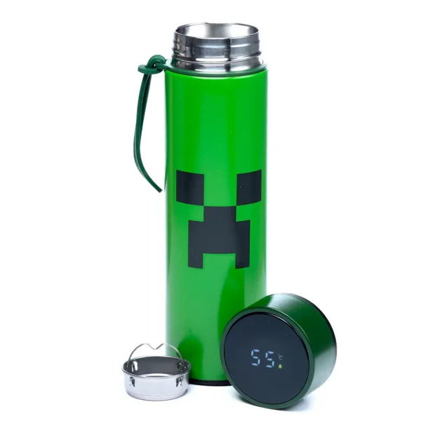 Minecraft Creeper drikkeflaske med indbygget termometer, 450 ml.