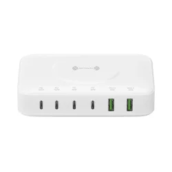 4smarts 100W strmforsyning med 4x USB-C, 2x USB-A samt QI trdls opladning