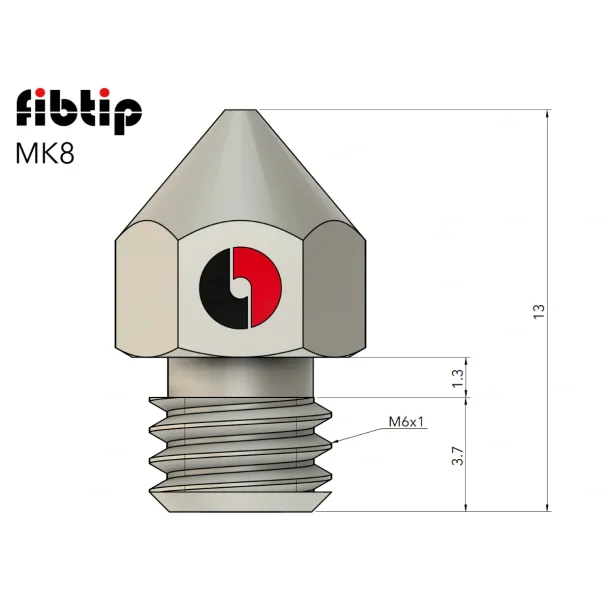fibtip MK8 nozzle med keramisk overflade 0.4 mm, 1 stk