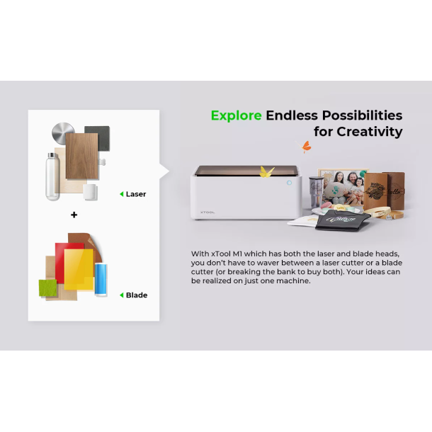 xTool M1 10W 3-i-1 hybrid laserskrer, laserindgravering og knivskrer