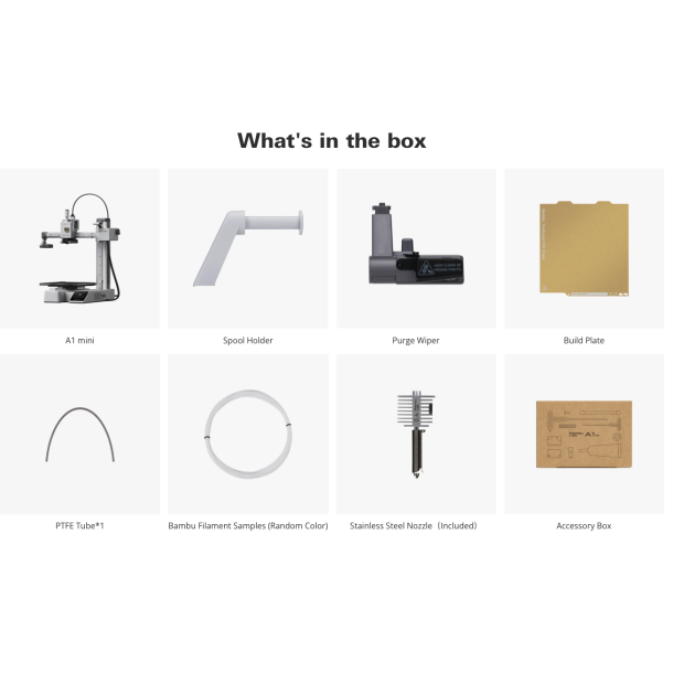 Bambu Lab A1 mini 3D printer, 180 x 180 x 180 mm.