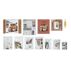 Miniaturehus byggest i tr med LED lys, No.17 Caf