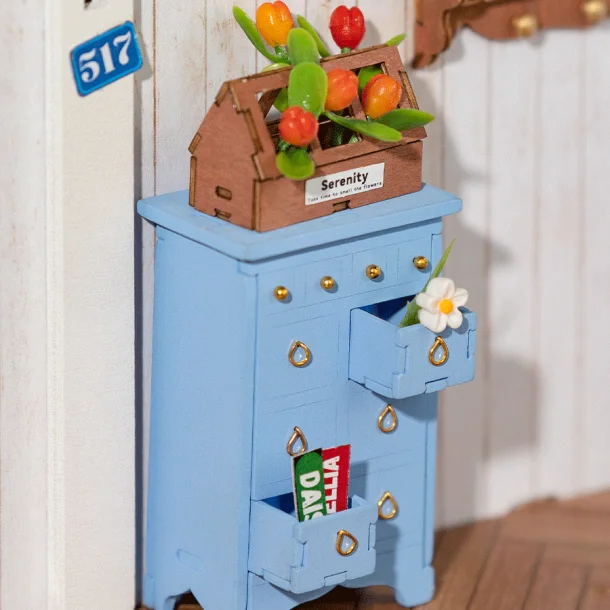 Miniaturehus byggest i tr med LED lys, Dreamy Garden House