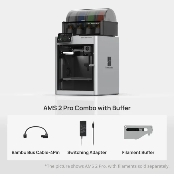 Bambu Lab X1 Carbon Combo 3D printer med AMS2 Pro, 256 x 256 x 256 mm.