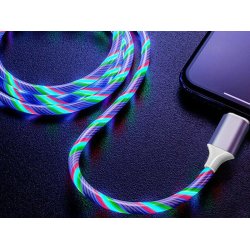 Ladekabel med lbende RGB LED lys USB-A -> Lightning, 1 meter