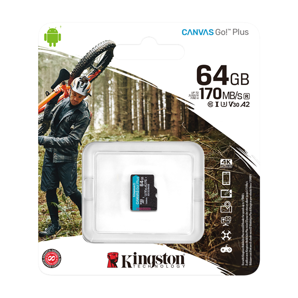 64 GB Kingston Canvas Go! Plus MicroSDXC Class 10, U3 &amp; V30