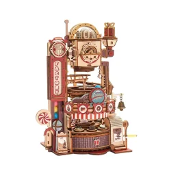 Mekanisk 3D byggest i tr, chokoladefabrik kuglebane