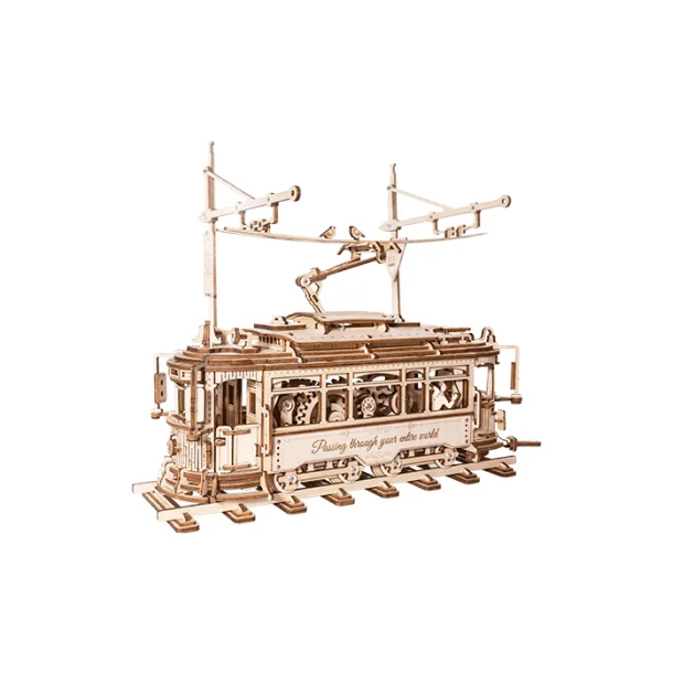 Mekanisk 3D byggest i tr, sporvogn