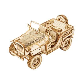 Mekanisk 3D byggest i tr, militr jeep