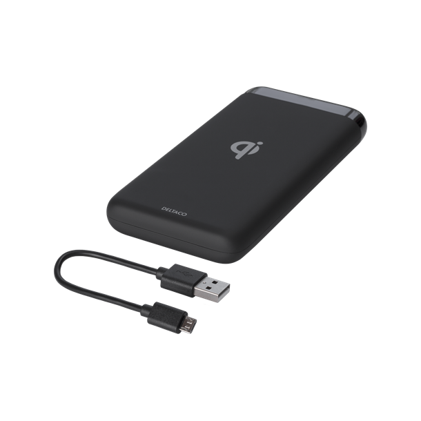 Powerbank 10000 mAh med 18W USB-A, USB-C og 10W trdls opladning (Qi)