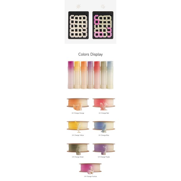 eSun PLA UV farveskiftende filament 1 kg, orange