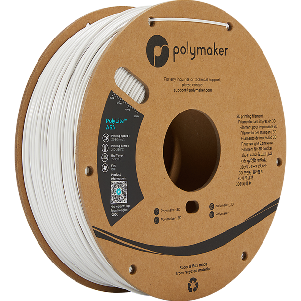 Polymaker PolyLite ASA filament 1 kg, hvid