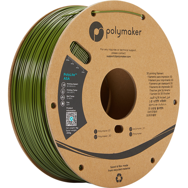 Polymaker PolyLite ASA filament 1 kg, armygrn