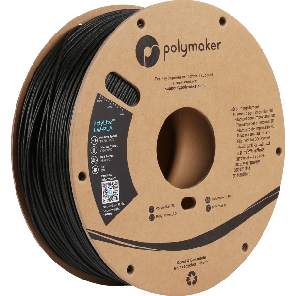 Polymaker PolyLite LW-PLA letvgt filament 800 g, sort