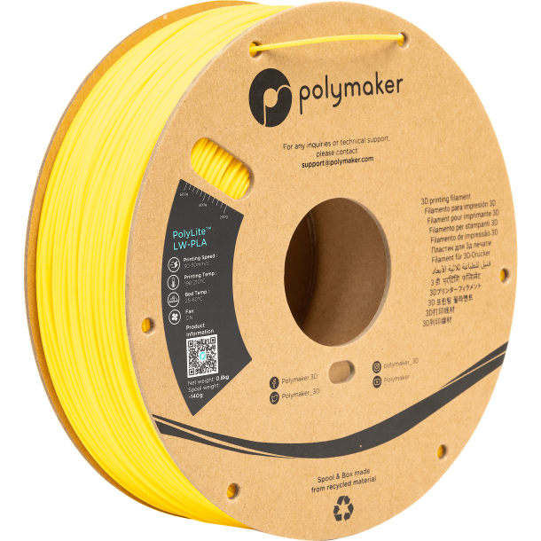 Polymaker PolyLite LW-PLA letvgt filament 800 g, gul