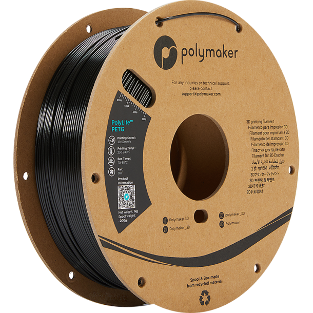 Polymaker PolyLite PETG filament 1 kg, sort