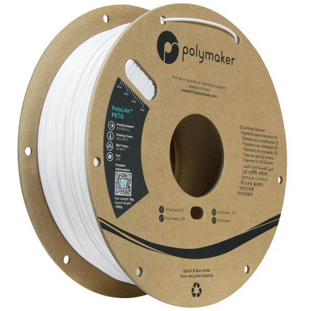 Polymaker PolyLite PETG filament 1 kg, hvid