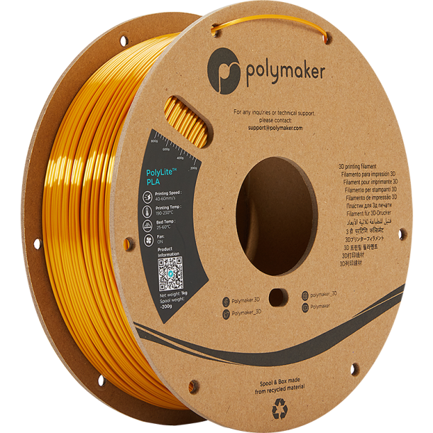 Polymaker PolyLite silk PLA filament 1 kg, guldfarvet