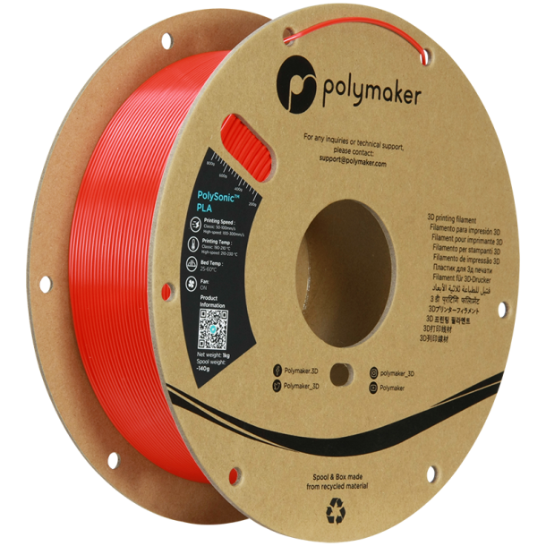 Polymaker PolySonic PLA highspeed filament 1 kg, rd