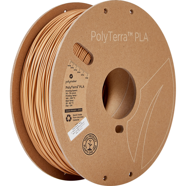 Polymaker PolyTerra PLA filament 1 kg, trbrun (lysebrun)