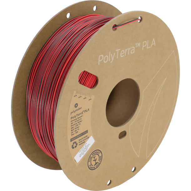 Polymaker PolyTerra PLA filament Dual Colour 1 kg, sort/rd