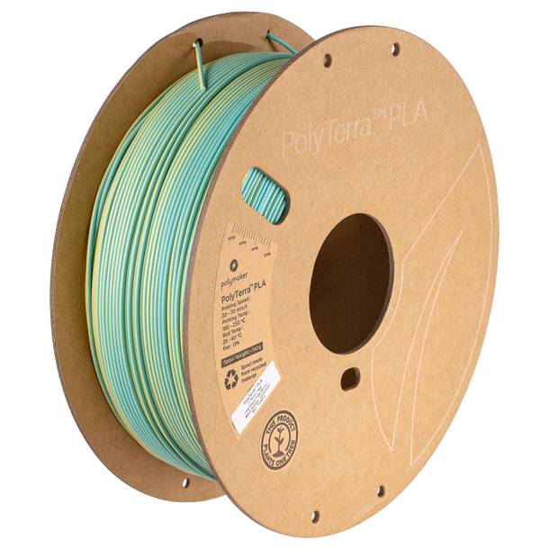 Polymaker PolyTerra PLA filament Dual Colour 1 kg, blgrn/gul