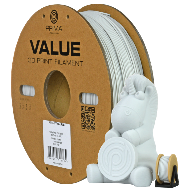 PrimaValue PETG filament 1 kg, lysegr