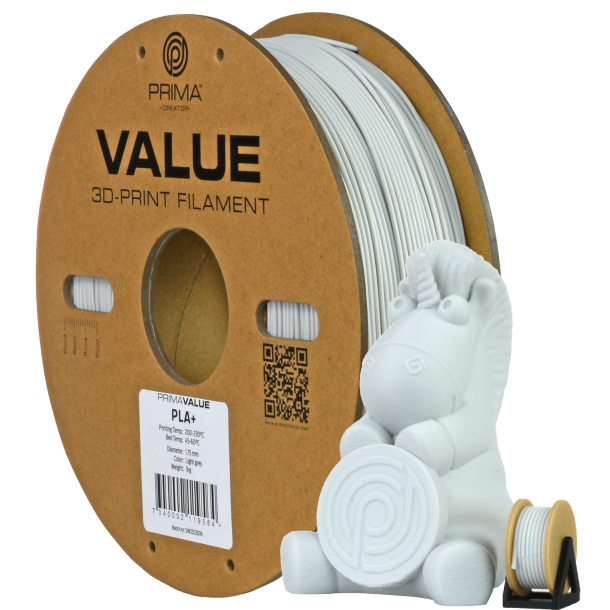 PrimaValue PLA+ filament 1 kg, lysegr