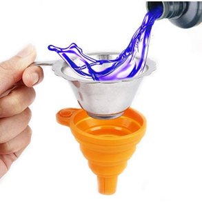 Tragt med filter til resin