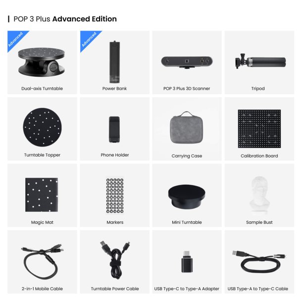 Revopoint POP 3 Plus 3D scanner, advanced kit