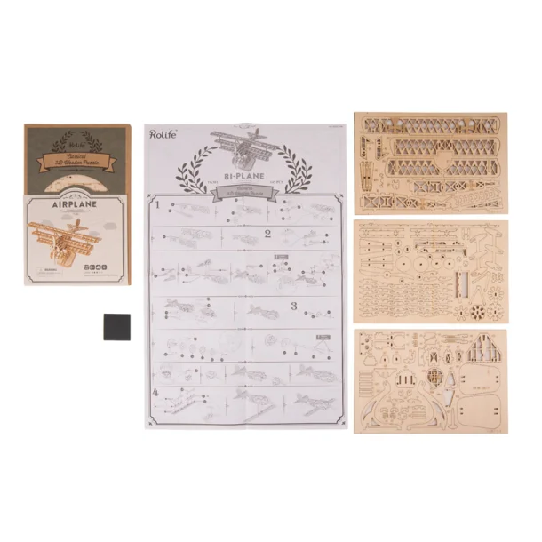 Mekanisk 3D byggest i tr, dobbeltdkkerfly