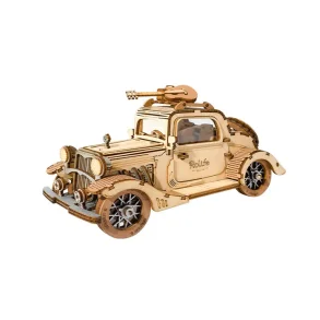 Mekanisk 3D byggest i tr, vintage bil