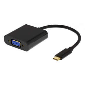 USB-C til VGA og audio kabel, sort