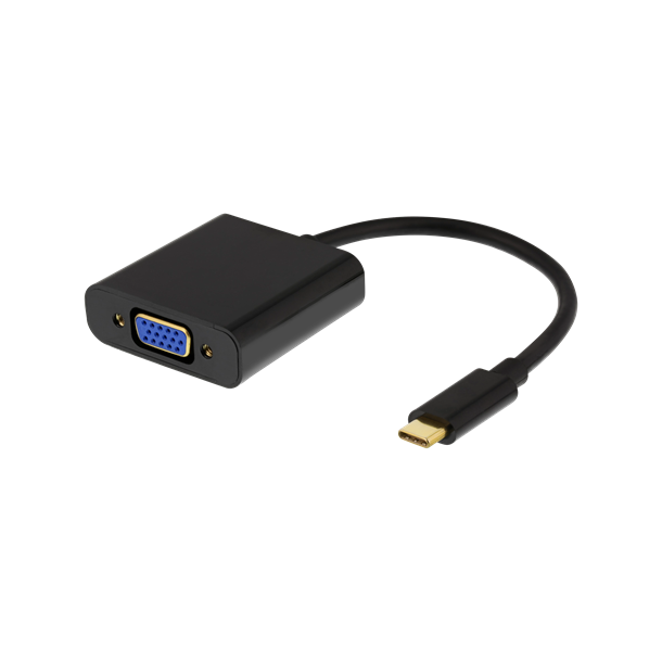 USB-C til VGA og audio kabel, sort