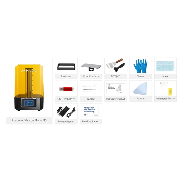 Anycubic Photon Mono M5 12K LCD resin 3D printer, 123 x 218 x 200mm.