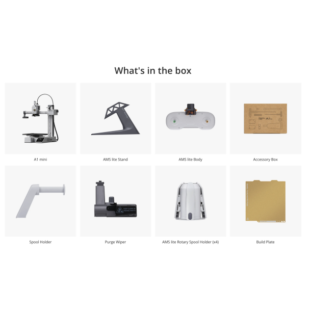 Bambu Lab A1 mini 3D printer med AMS lite, 180 x 180 x 180 mm.