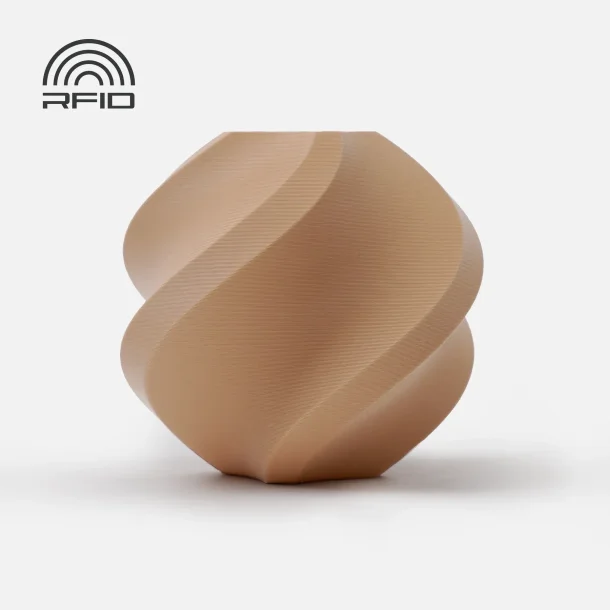 Bambu Lab PLA filament 1 kg. refill, mat lysebrun