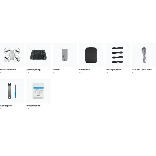 Fjernstyret Micro drone Pro m/ kamera