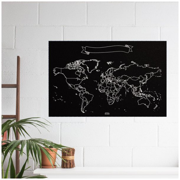 Kridttavle i vinyl med verdenskort