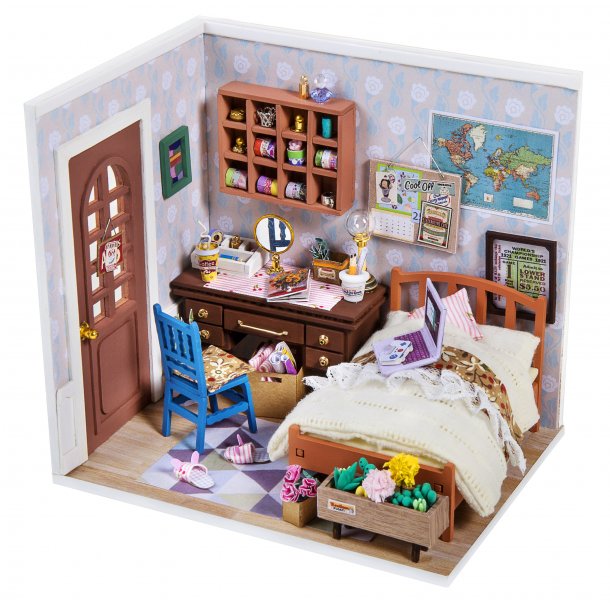 Miniaturevrelse byggest i tr med LED lys, Anne's Bedroom