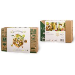 Miniaturehus byggest i tr med LED lys, Miller's Garden