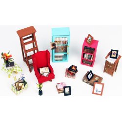 Miniaturevrelse byggest i tr med LED lys, Sam's Study