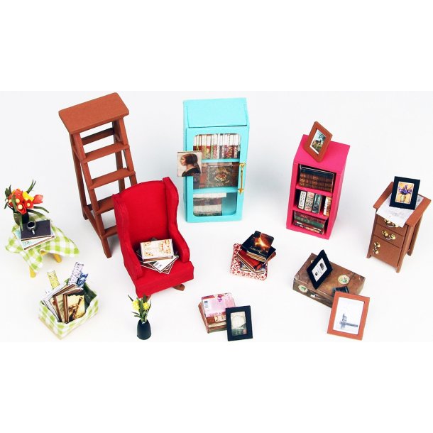 Miniaturevrelse byggest i tr med LED lys, Sam's Study