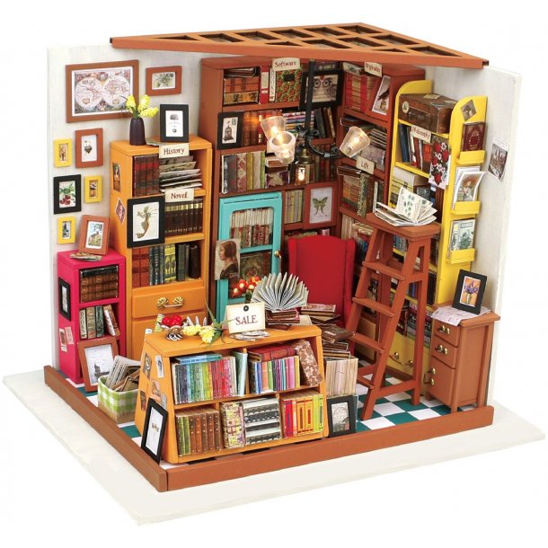 Miniaturevrelse byggest i tr med LED lys, Sam's Study