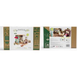 Miniaturehus byggest i tr med LED lys, Simon's Coffee