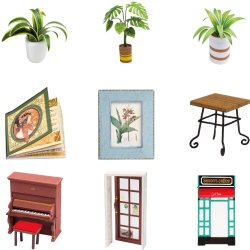 Miniaturehus byggest i tr med LED lys, Simon's Coffee