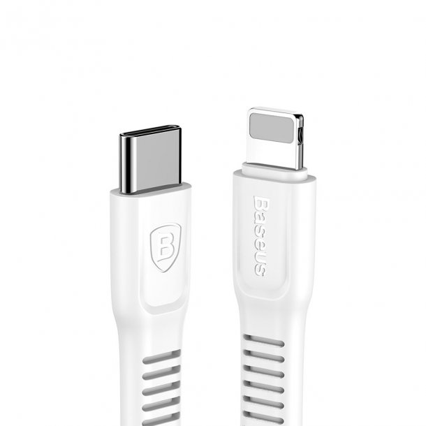 Baseus Tough 2 m. data- og ladekabel med USB-C og Lightning, hvid